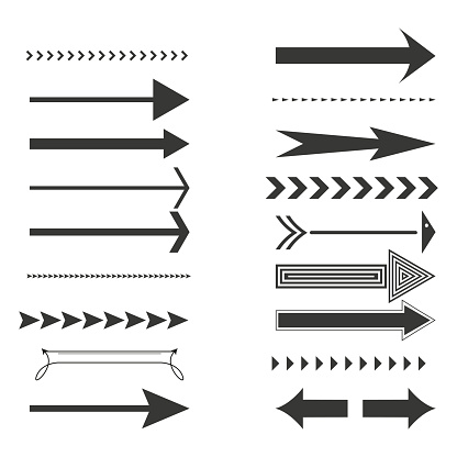 Diverse arrow set. Direction indicators. Navigation symbols. Pointers collection. Vector illustration. EPS 10. Stock image.