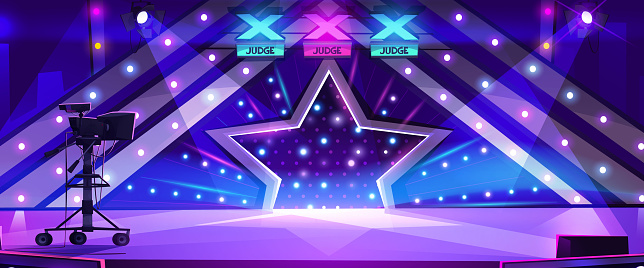 Talent Show Performance Background Talent Show Stage With Camera And Spotlights Stock Illustration ...