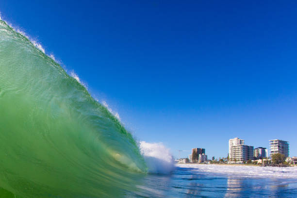 Waves Breaking on the Shoreline.
