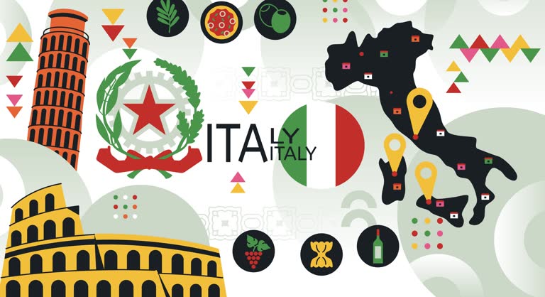 Italy national day animated graphics