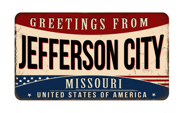 Greetings from Jefferson City vintage rusty metal sign on a white background, vector illustration