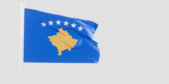Kosovo flag of silk-3D illustration. 3d render.