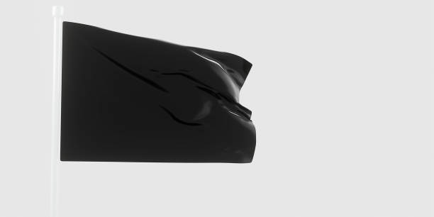 istock Black flag of silk-3D illustration. 3d render. 2150154827