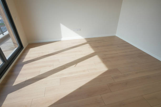 istock Simple background with empty thick wooden and blank white wall. 2150156676