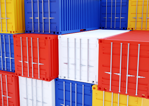 Metal cargo containers. 3d-rendering