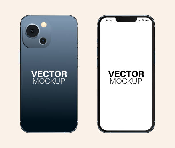 Realistic Mobile phone templates Designs similar to iphone mockup stock illustration Front mobile phone mockup templates with white screen and gray design. 3d Realism iphone vector mock up. iphone stock illustrations