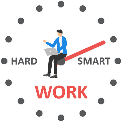Businessman sit on efficiency meter, smart work motivation