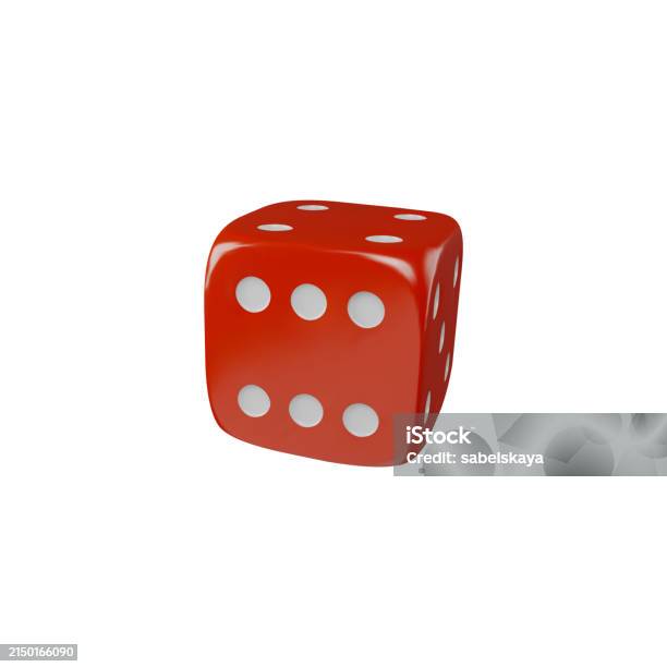 Realistic Game Dice Falling 3d Vector Red Cube With Six White Dots On ...