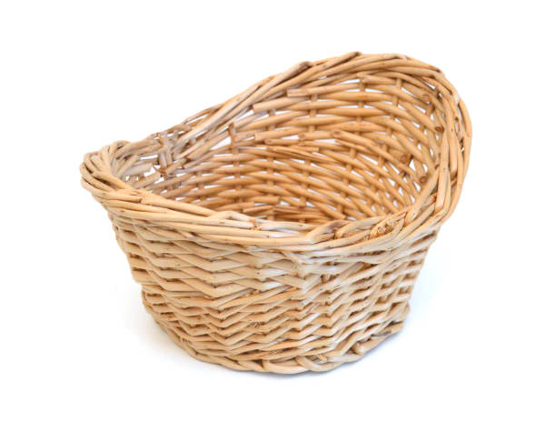 istock Empty wooden fruit or bread basket on white background 2150167373