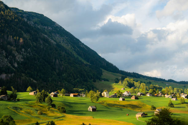 beautiful mountain landscape with colored rocks, switzerland.