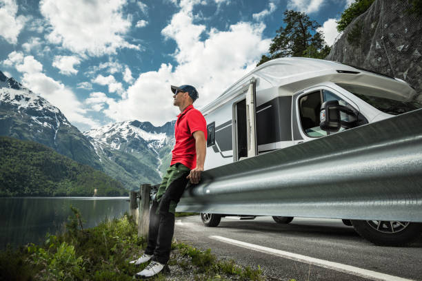 istock Solo Norwegian Road Trip in a Camper Van 2150168155