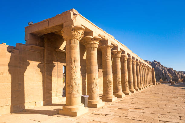 Columns of the temple of Horus in Edfu, Egypt. Esna and Aswan in Egypt.