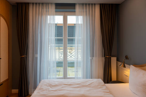 istock Large hotel balcony doors. 2150173100
