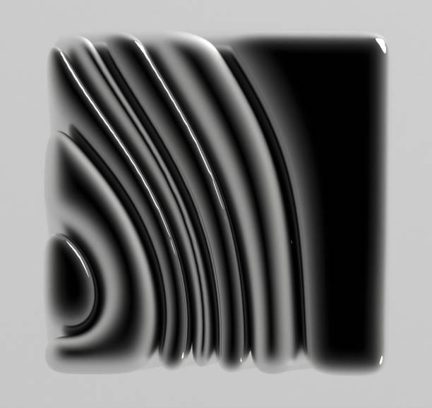 istock 3d render monochrome with surreal abstract art sculpture cube or box in curve wavy lines forms in silver metal material with soft matte finish aluminium parts on light grey background 2150175401
