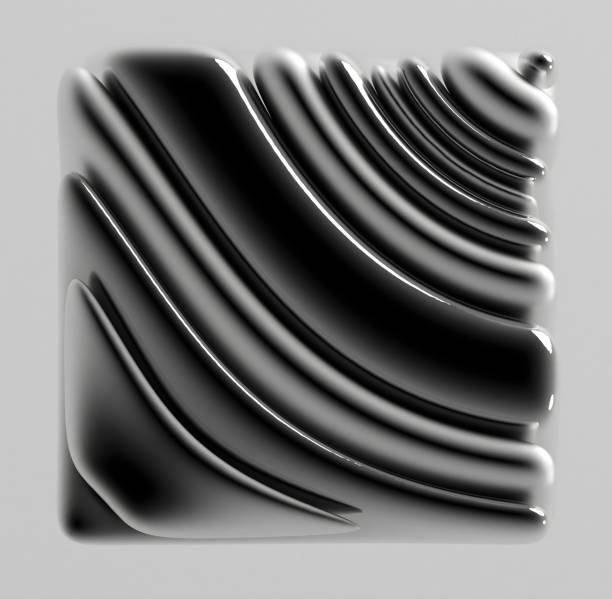 istock 3d render monochrome with surreal abstract art sculpture cube or box in curve wavy lines forms in silver metal material with soft matte finish aluminium parts on light grey background 2150175408