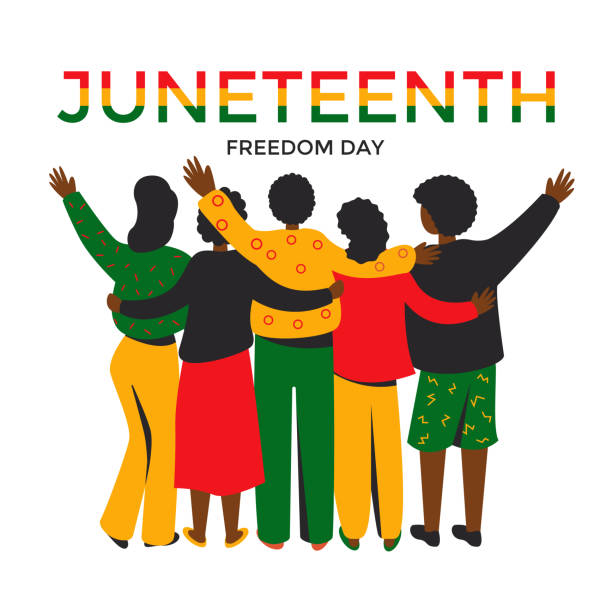 Juneteenth holiday freedom day Juneteenth holiday freedom day, liberation from slavery June 19. A group of African-American people. Vector stock illustration. juneteenth stock illustrations