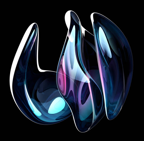 istock 3d render abstract art with a surreal glass sphere or ball in a deformation transformation process in purple and blue gradient color on an isolated black background 2150175694