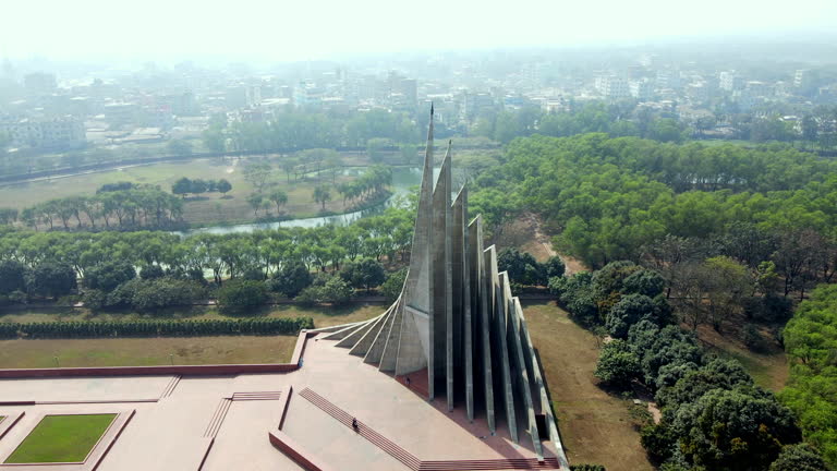 Savar, Dhaka, Bangladesh – February 27, 2021: National Martyrs' Memorial Bangladesh. National Monument of Bangladesh. National Symbol of Bangladesh. Dhaka Skyline. history of Bangladesh