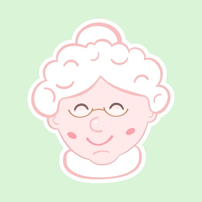 Cute Mrs. Claus wife of Santa Claus sticker. Icon or sticker for scrapbook