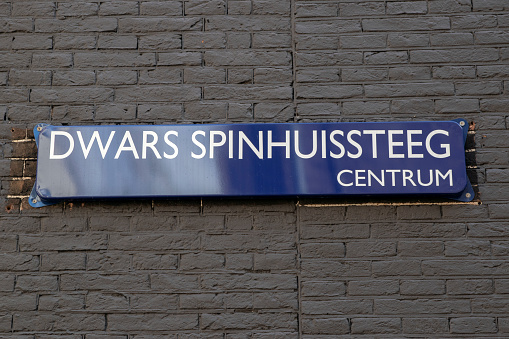 Street Sign Dwars Spinhuissteeg At Amsterdam The Netherlands 22-4-2024