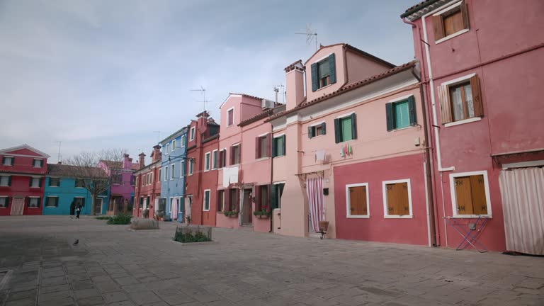 Burano's Quaint Pastel Square and Homes, Venice Italy