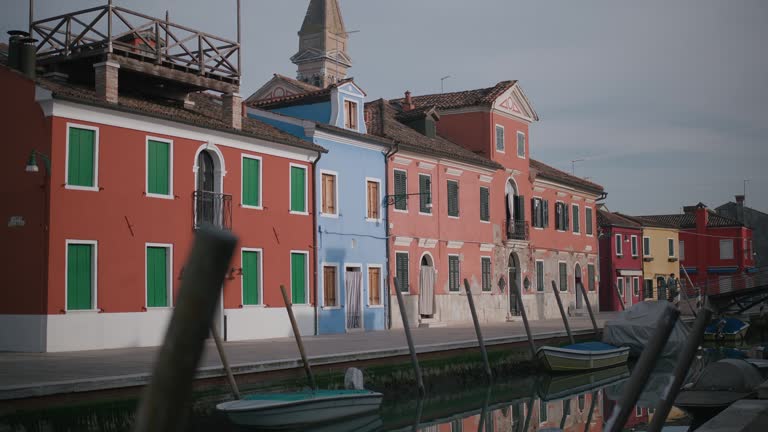 Burano's Waterfront Elegance with Colorful Homes, Venice Italy