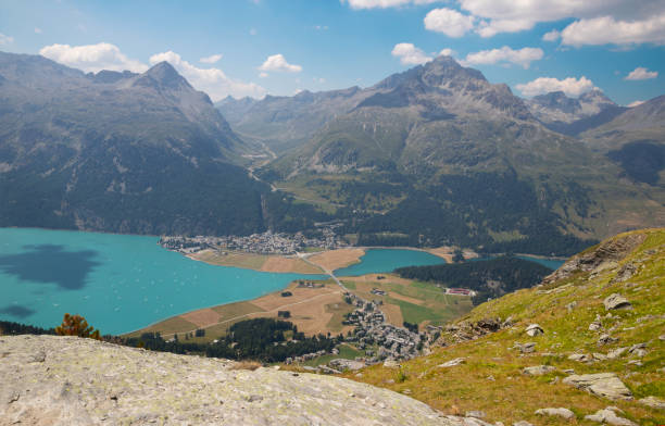 Switzerland - The Engadin valley  Silvaplanersee and Silsersee lakes.