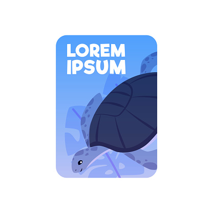 App icon with sea turtle motif. Vector illustration featuring a charming turtle, ideal for mobile applications related to marine life or educational games.