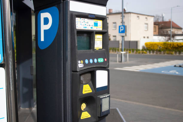 istock Parking machine on a city street. Car parking payment system 2150190183