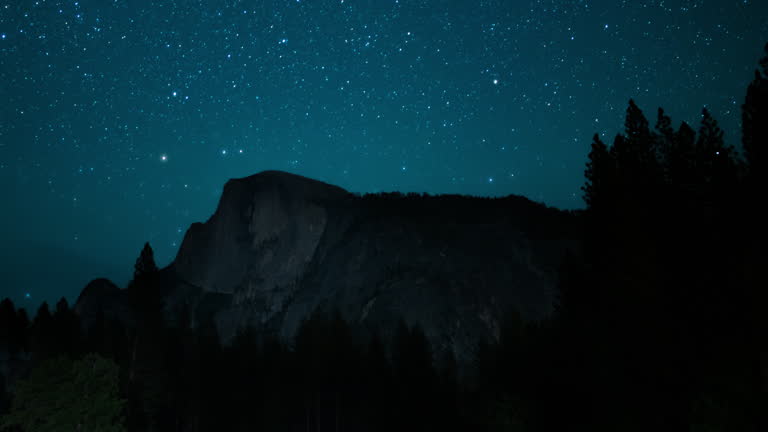 Yosemite National Park Stars Above Half Dome from Curry Village Pan R Sierra Nevada Mountains California USA