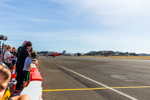 Wellington, New Zealand - March 10, 2024: Air Ambulance Plane Showcased at the Life Flight Open Day 2024