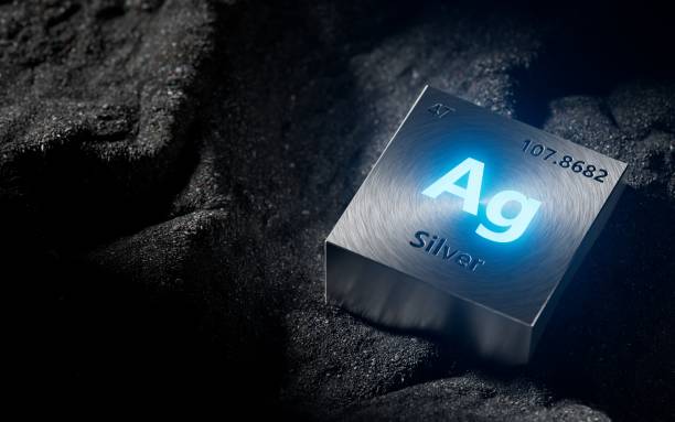 istock Silver periodic table element, mining, science, nature, innovation, chemical elements used in physics and other sciences 2150206526
