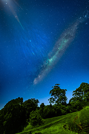 Milky Way and bright stars in the skies above Bowral in Southern Highlands NSW Australia magnificent colours of the Milky Way