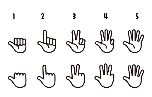 Hand Sign Counting Image Hand Sign Clip Art Of Hand Counting Stock Illustration - Download Image ...