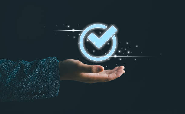 istock Blurred refocused view of Digital quality control certification warranty assurance guarantee. Concept of future internet business technology company compliance 2150223710