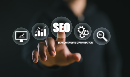 SEO Search Engine Optimization Marketing Ranking Traffic Website Internet Business Technology Concept.