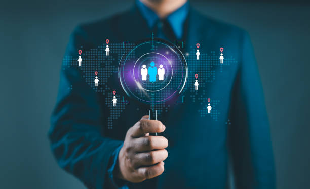 istock Customer Relationship Management, Businessman focus target on global structure customer network technology, Data exchanges development. Customer service, social media. Digital marketing online 2150223774