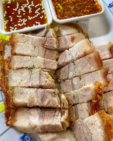 Crispy pork belly or deep fried pork and soft texture.