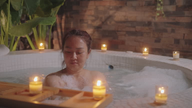 Serene Candlelit Bathing Ritual, Slow Motion Shot