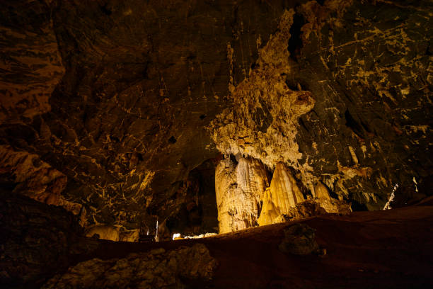 istock Stalagmite and stalactite at Phu Pha Petch cave in Thailand 2150244703