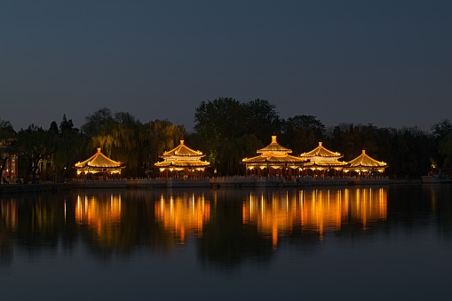 When sun goes down, cityscape of Beijing looks totally different with vibrant lights and ancient architecture.