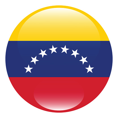 Venezuela flag. Venezuela circle flag. Venezuela round flag. Venezuela button flag. Flag icon. Standard color. Venezuela circle flag icon. Computer illustration. Digital illustration. Vector illustration.