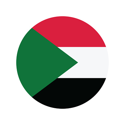 Sudan round flag. Sudan circle flag. Flag icon. Standard color. Circle icon flag. Computer illustration. Digital illustration. Vector illustration.