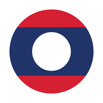 Laos flag. Lao flag. Laos circle flag. Flag icon. Standard color. Circle icon flag. 3d illustration. Computer illustration. Digital illustration. Vector illustration.