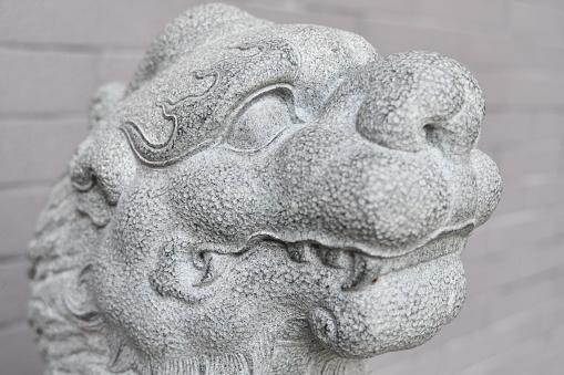 Chinese dragon head  stone sculpture
