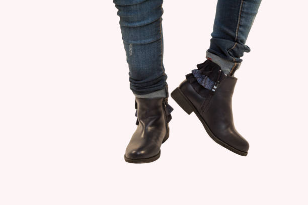 Fancy half cut girl boots stylish isolated on white background