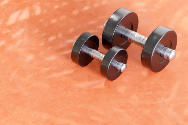 Dumbbell Weights Gym Fitness Background. Digitally generated image. 3d render.