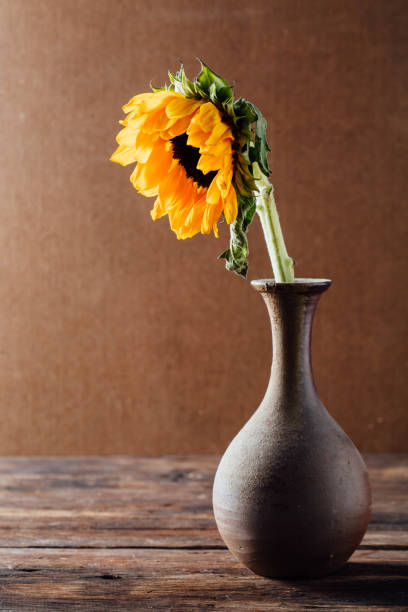 istock Sunflowers in a vase on a wooden table 2150255217