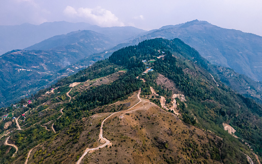 aerial view of mountain hill in Panchathar, Nepal.