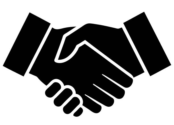 ikon jabat tangan siluet - jabat tangan ilustrasi stok